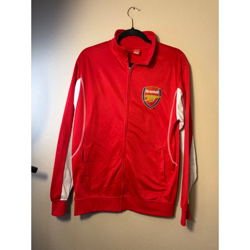 Arsenal FC Rhinox Red White Full Zip Track Jacket Soccer Mens Medium